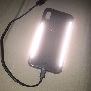 LuMee Duo iPhone X Phone Case Light Black Sparkle